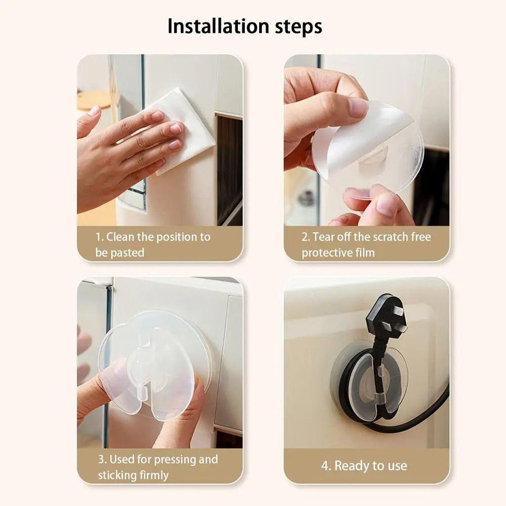 4 Pcs Self Adhesive Round Storage Case Wire Management Wire Fixing Clip Cord Organizer  Wall Mount