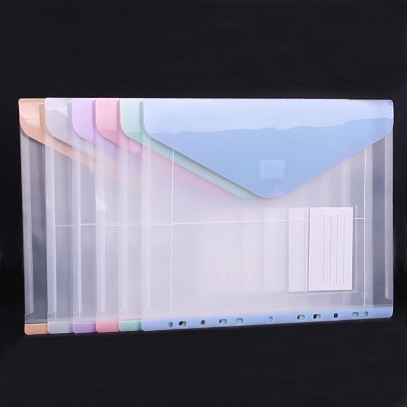Transparent 11-Hole Loose-Leaf File Bag with Velcro Fastener for Students