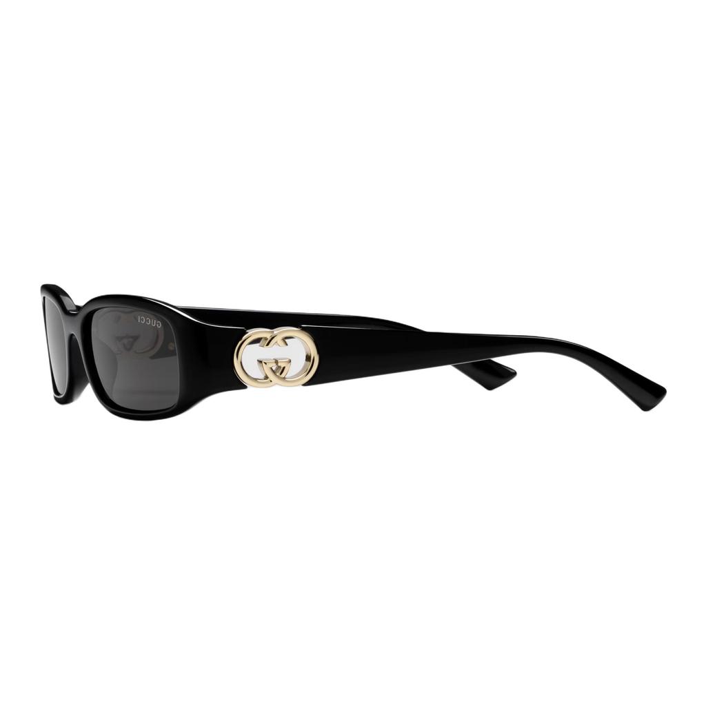 GUCCI Logo Embellishment Injection Molded Irregular Sunglasses Women's Black