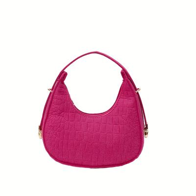 Stylish Felt Handbag for Women Chic Single Underarm Dumpling Handbag with Golden-Tone Hardware, Textured Design, Zip Closure, Polyester Lining