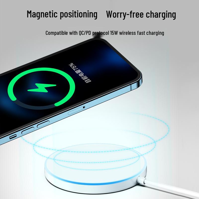 MagSafe Magnetic Wireless Charger with Breathing Light for iPhone 12 Pro and Apple 16