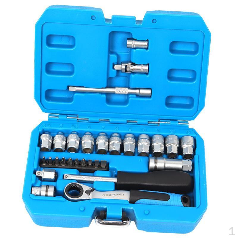 

Набор из 29 торцевых ключей с храповым механизмом, механические инструменты, стальной адаптер для авторемонта и гаражных инструментов с портативным устройством