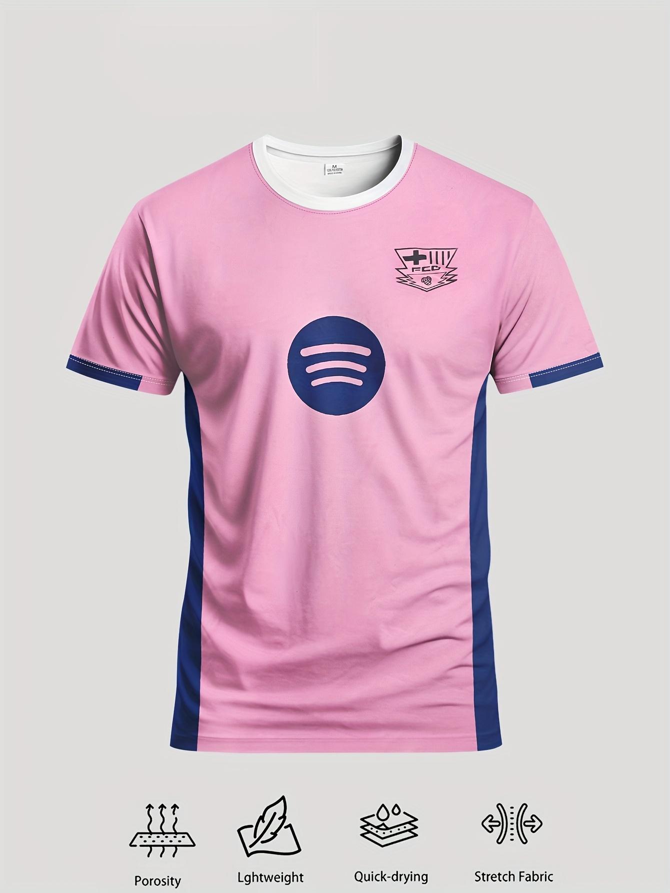 Soccer Jersey Pink with Navy Accents Spotify Logo Breathable Sports Tshirt Soccer Jersey 3d HD Prints Jersey Parent-child Outfit XS белый