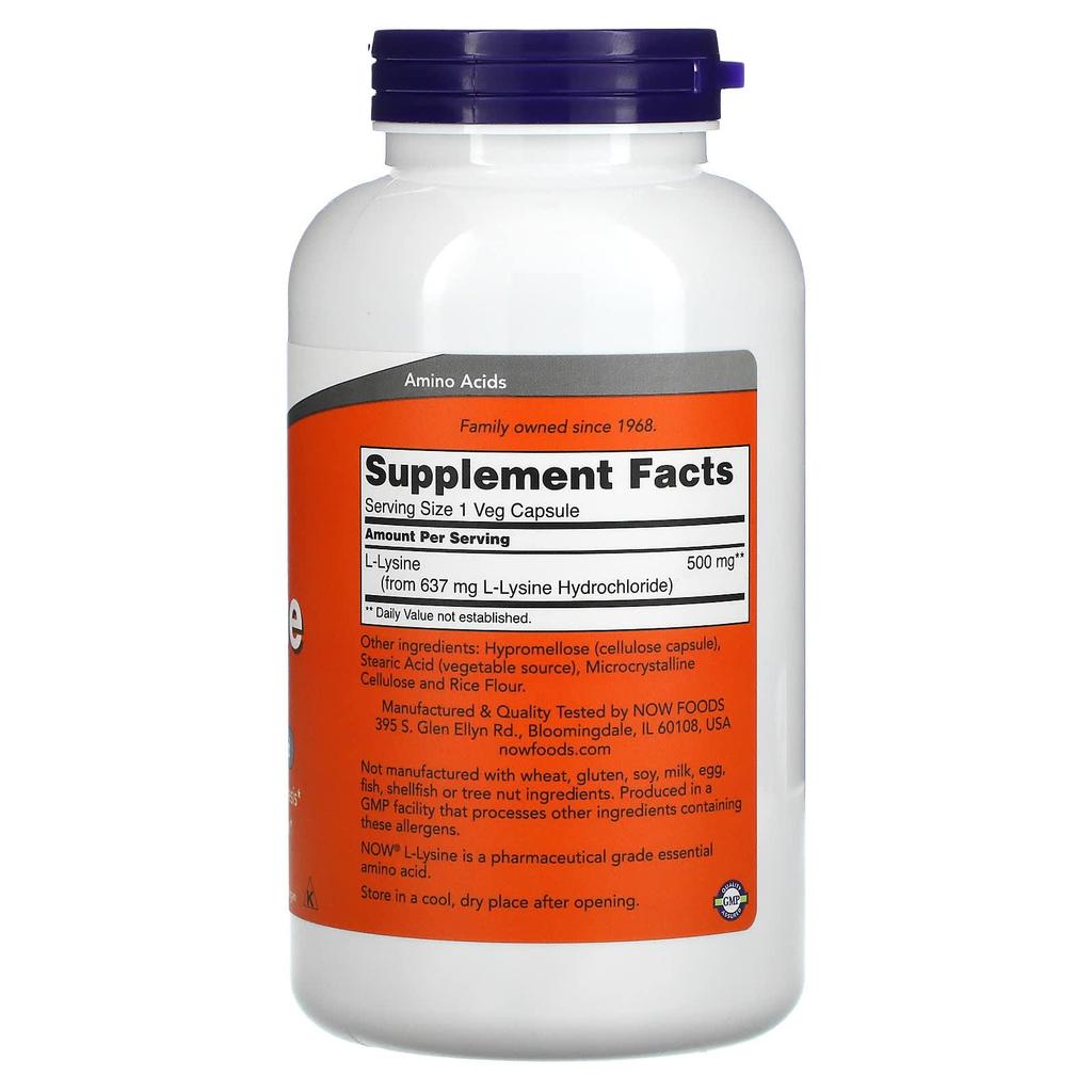 L-Lysine, 500Mg, 250 Veggie Caps