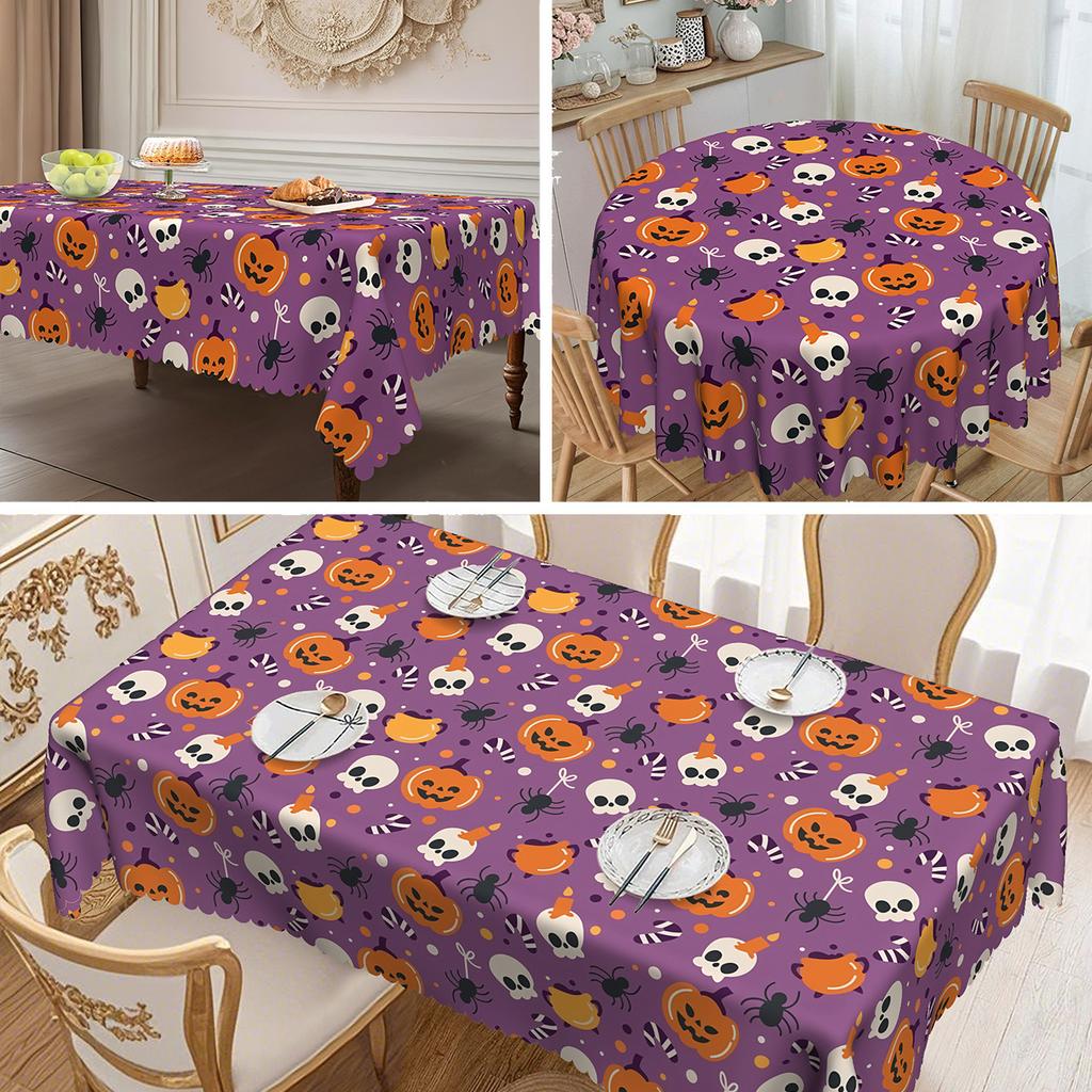 1 Piece Of Halloween Round Table Cloth, Pumpkin Pattern, Halloween Decoration, Suitable For Indoor And Outdoor Use.