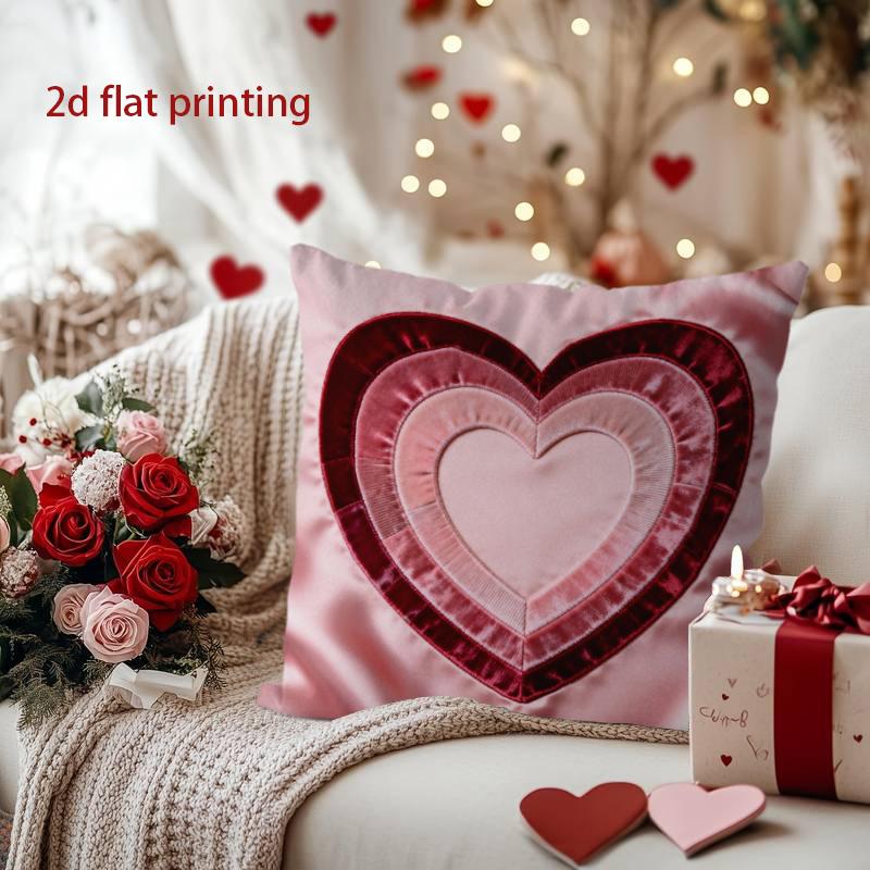 Heart-Shaped Pattern Pillowcase for Valentine's Decor Pattern Cushion Cover Suitable for Sofa Bedroom Car Pillow Cover