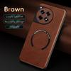 For OnePlus ACE 3 3V Fine Hole PU Cow Pattern Leather Outer Magnetic Ring Soft Edge Anti-Drop Anti-Fingerprint Phone Case