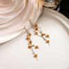 Elegant Korean Rose Tassel Earrings: 925 Sterling Silver, Studded with Diamonds