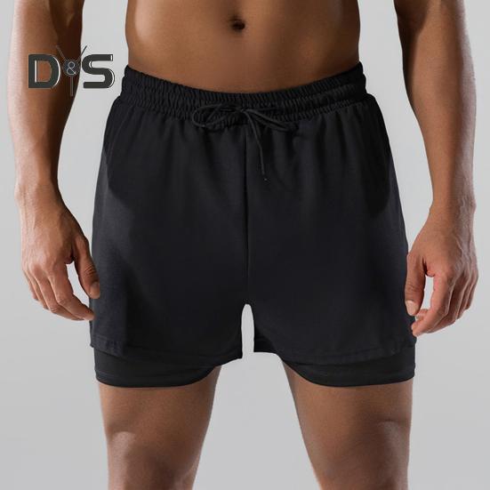 Herren-Badeshorts, doppellagig, schnelltrocknend, mit Kordelzug, elastischer Bund, Surf-Badeshorts für heiße Quellen, hohe Elastizität, Komfort