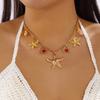 Bohemian Handmade Multi Pendant Necklace for Women Starfish Conch Shell Crab Chain Choker Girl Ocean Beach Vacation Jewelry