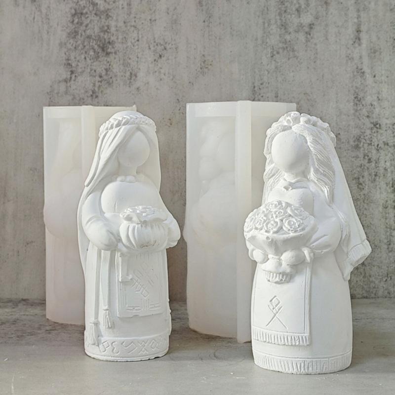 Bride Silicone Molds Hand-Making Supplies Home Ornament Moulds for Crafting Unique Candle Soaps and Decorative Items