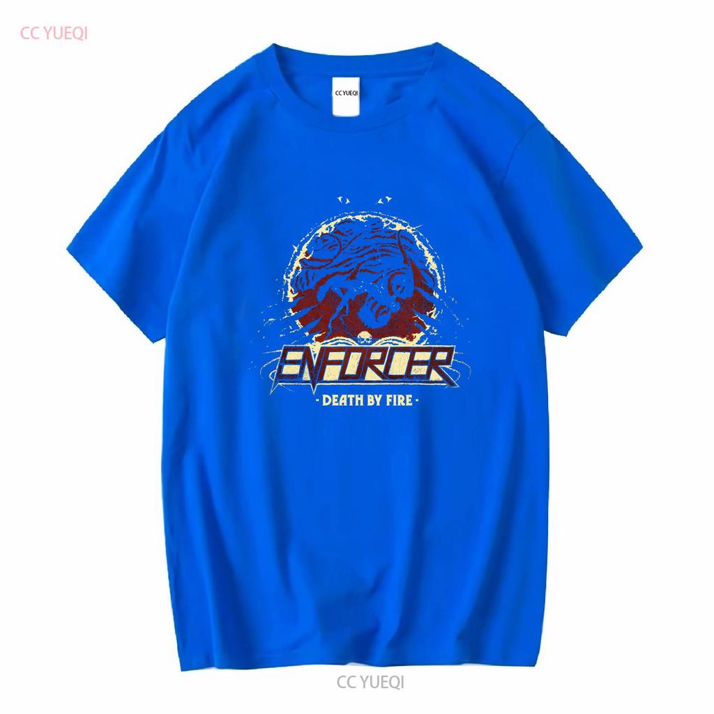 ENFORCER DEATH BY FIRE NEW BLACK T SHIRT long or short sleeves vintage Washed homme Soft Slightly Comfortable Casual Unisex