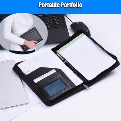 Tragbarer Business-Portfolio-Ordner, Dokumentenmappe, Organizer, A5, PU-Leder, Notizblock