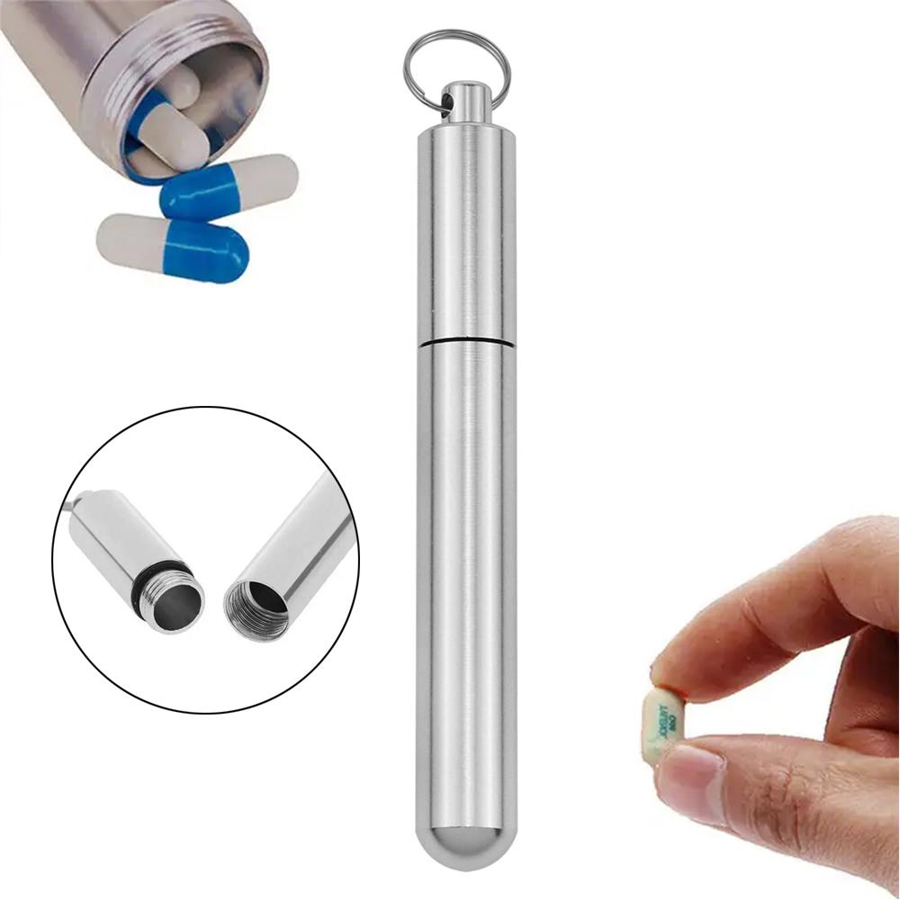 Portable Toothpick Box with Keychain Metal Toothpick Holder for Outdoor Travel Multi Functional Toothpick Bottle 4