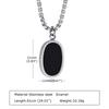 Men Necklace, Oval Round Pendant, Stainless Steel Minimalist Black Pendants.French Style Vintage Men Jewelry