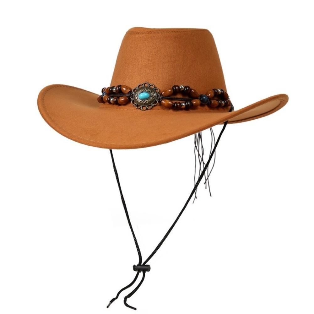 Felt Western Cowboy Hat Tibetan Style Jazz Fedora Hats New Felt Cap Outdoor Riding