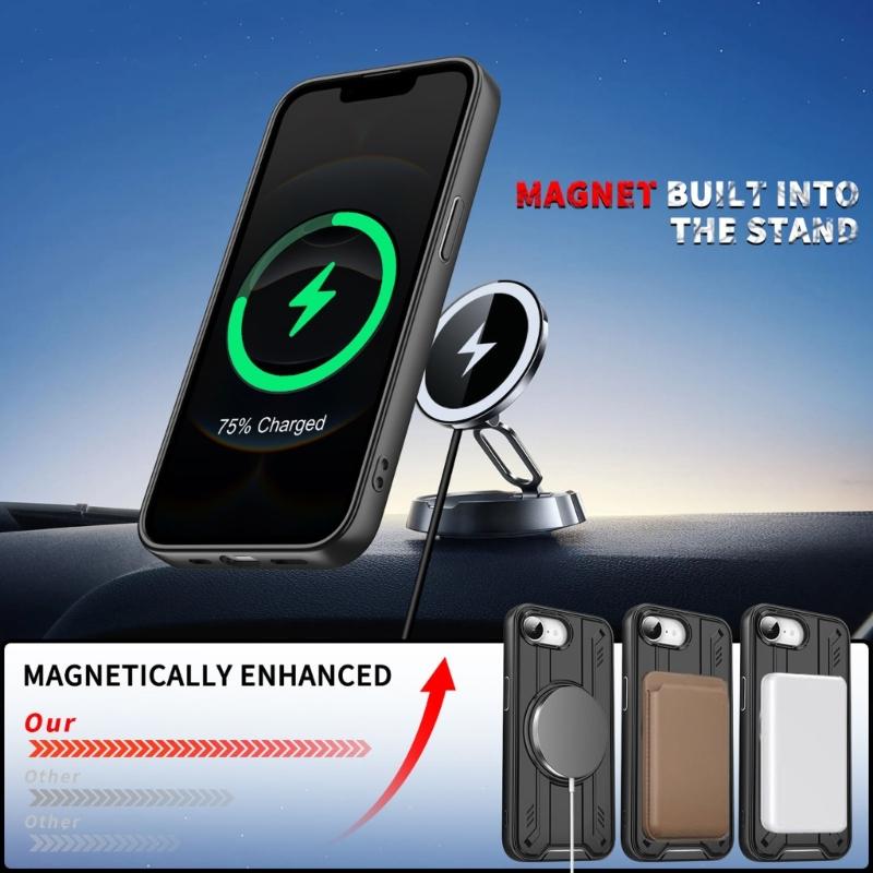 Phone Case for Phone 16E 360 Degree Rotation Kickstand TPU+PC Protective Shock Grade Shell Phone Case