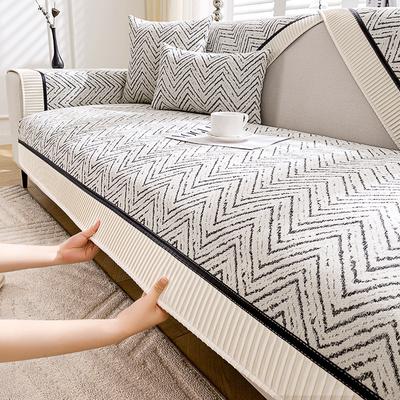 Chenille Sofa Cushion Modern Four Seasons Universal Non-slip Sofa Cover Splicing Geometric Stripes Couch Cushion Backrest Towel