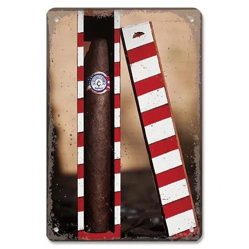 Metal Tin Poster Cigar Plaque Retro Metal Plate Gentleman Smoke Cigar Whisky Vintage Metal Tin Sign Bar Club Man Cave Wall Decor