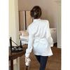 Women's Versatile Long-Sleeve Satin Shirt with Unique Waist Design