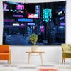 Urban Architecture Night View Tapestry Wall Hanging Minimalist Abstract Art Hippie Tapitz Living Room Bedroom Home Decor