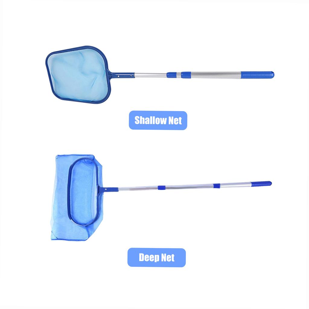Pool-Skimmer-Netz mit Teleskopstange, Laubharke, Schwimmbad-Teiche, schnelles Reinigungswerkzeug mit
