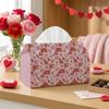 1pc Tissue Box Valentine's Day Surprise Gift, Red and White Checkered Pattern with Small Heart Details Decoration, Versatile Decorative Organizer for 