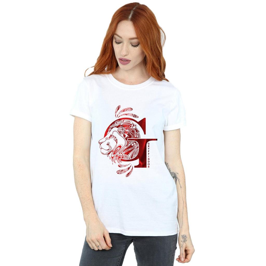 Harry Potter Womens/Ladies Gryffindor Lion Cotton Boyfriend T-Shirt