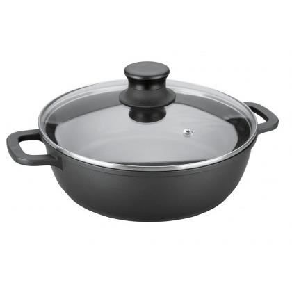 Cocotte - FORTUNAT - 32 Cm - Fonte D'aluminium - Anti-adhésif - Couvercle En Verre