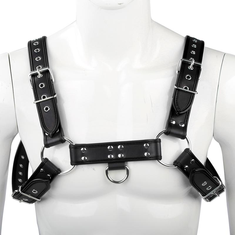 Adjustable Gay Body Bondage Harness Strap Fetish Gay Clothing Chest Faux Leather Harness Belts
