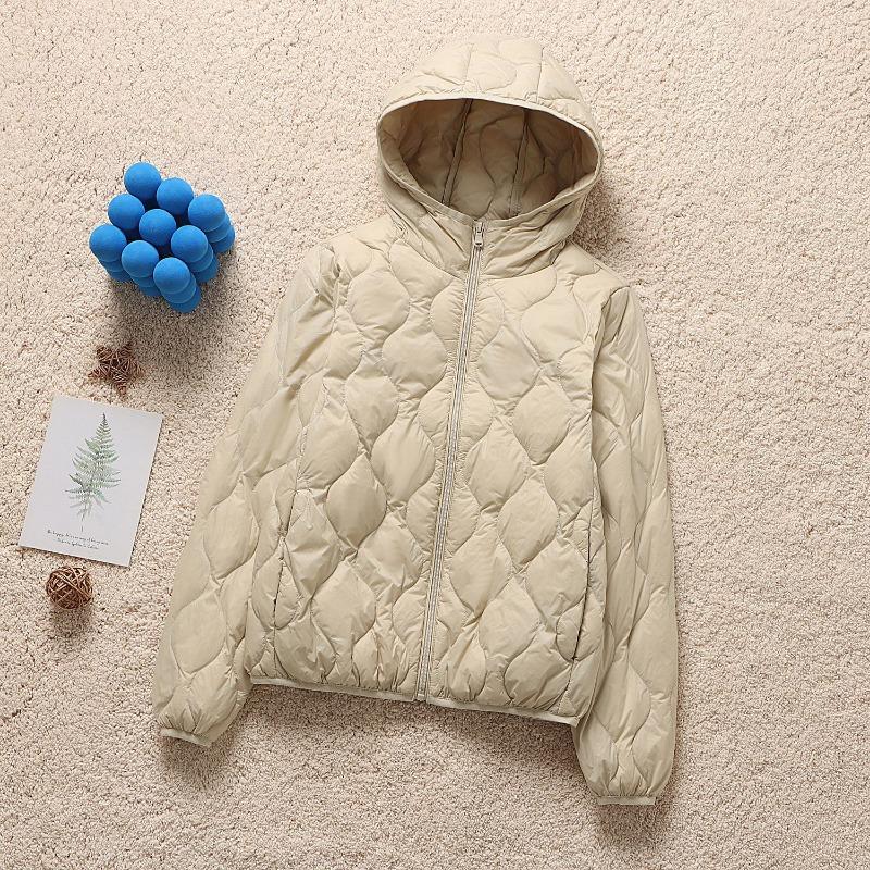 Autumn and Winter New Down Jackets Women's Light and Thin Casual Versatile White Duck Down Warm Fashion Hooded Jacket