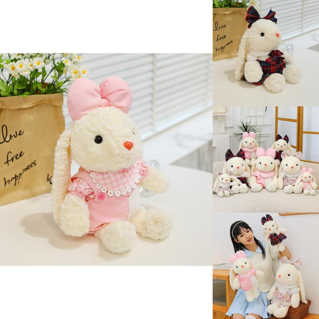 Plüschhase Spielzeug mit Kleid und Schleifen Dekoration Für Kinder Mädchen und Baby Mädchen Geschenke