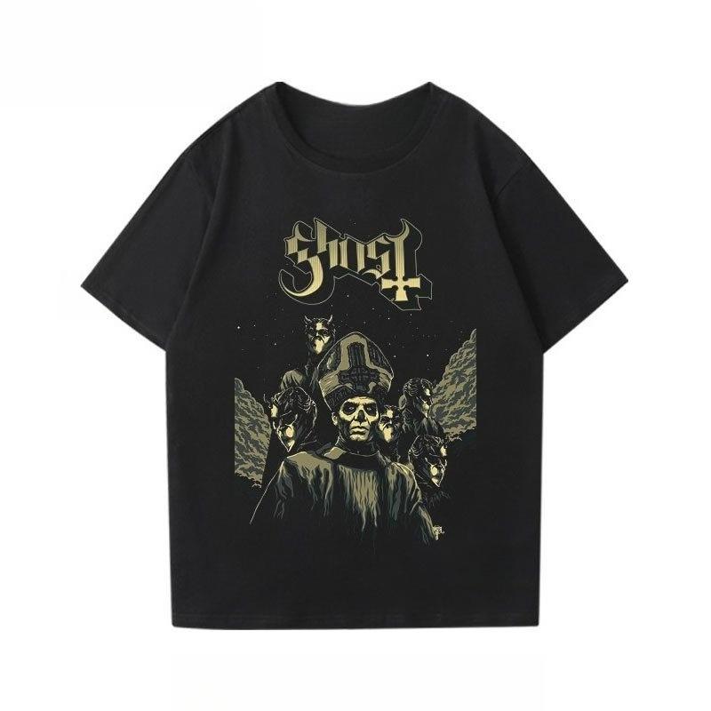 Swedish Heavy Metal Comic Style Rock Metal Surrounding Half Sleeve Trend Ghost Band Short Sleeve T-shirt for Men and Women