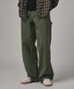 Beodeonteu Garment-Dyed Carpenter Wide Cotton Pants [Khaki]