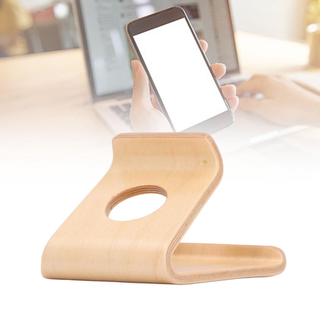 Wooden Phone Stand Waterproof Ergonomic Integrated Wood Tablet Holder with TPU Non Slip Pad