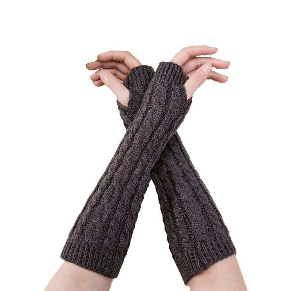 

Fashion Winter Lolita Long Fingerless Gloves Women Winter Arm Warmer Knitted Arm Sleeve Casual Soft Girls Punk Gothic Mittens