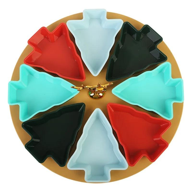 Multi-grid Snack Platter Plastic Breakfast Fruit Plate Household Nut Candy Box 8 Grid 5 Grid Creative Christmas Decoration