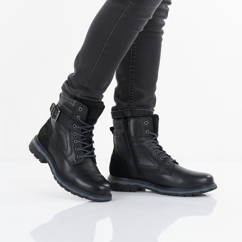 DOCKERS by Gerli Boots - Herren Winter Stiefel Gefüttert Leder Schwarz 51GL102-140100 ORIGINAL