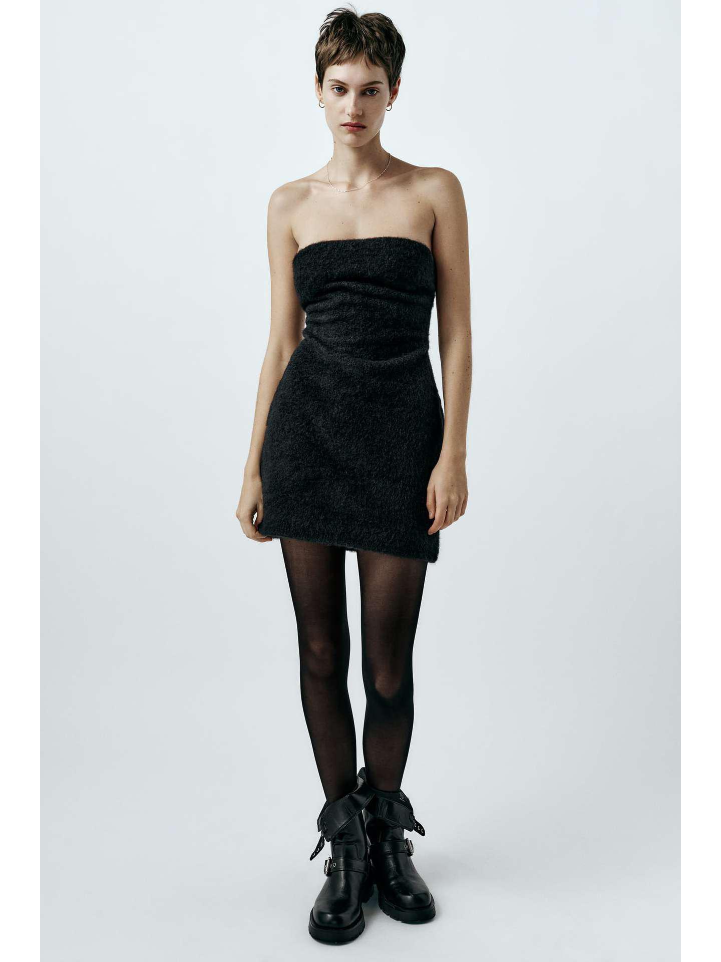 

Платье-бодикон «рыбий хвост» без бретелек в европейском и американском стиле 2024 года с эффектом искусственного меха для женщин - Мода осень-зима L