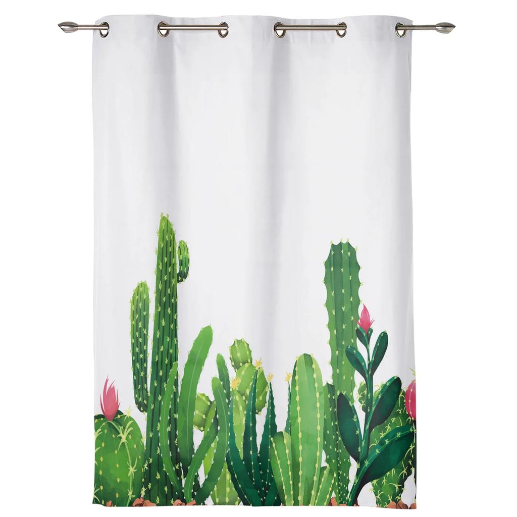 Cactus Tropical Plant Window Curtains Home Decoration Living Room Curtains Window Treatments Drapes Cortinas For Kitchen Bedroom