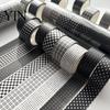 Bastelklebeband Schwarz Weiß Gitter Washi Tape, Karomuster Dekoratives Abdeckband Lässiger Stil für Kunst, DIY-Basteln, Notizbücher, Planer,