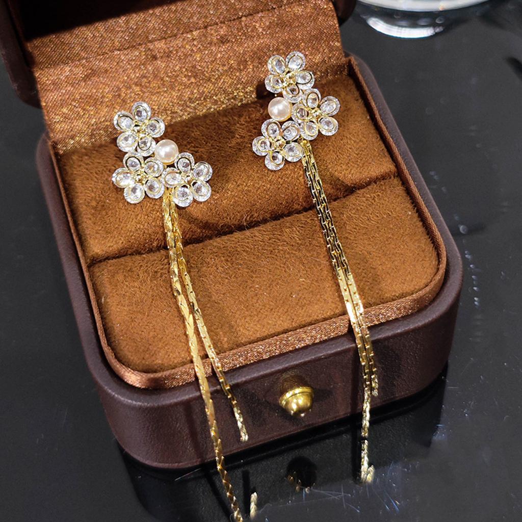 Wear two flowers, light luxury, long fringed temperament stud earrings, high-end explosive 1011 new women's niche earrings