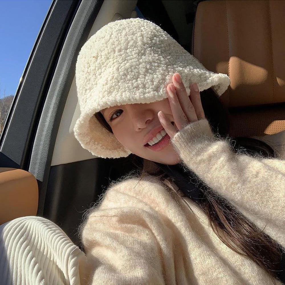 Autumn Winter Wool Bucket Hat Women Fashion Vintage Rabbit Fur Fisherman Hats Soft Warm Wool Basin Cap Korean Panama Hats
