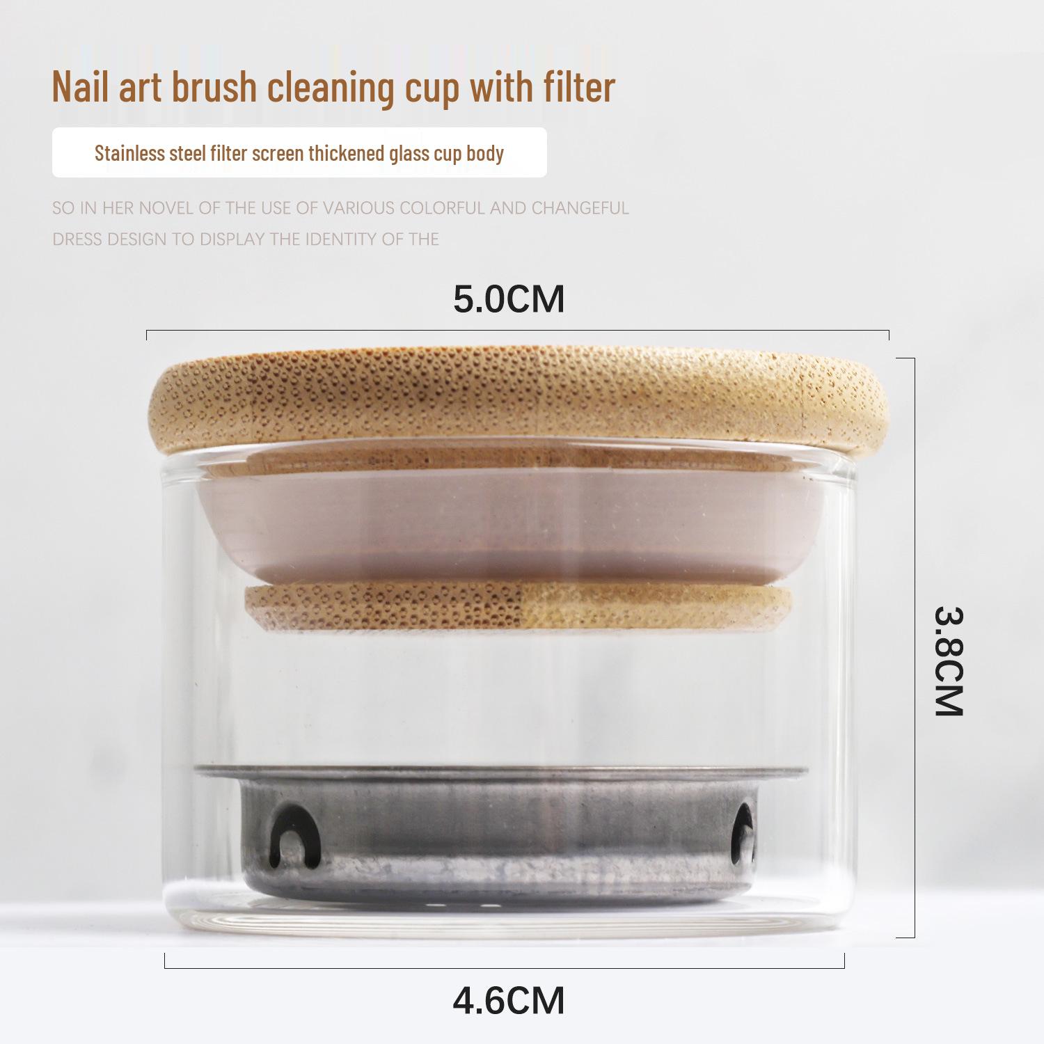 

Nail Art Glitter Brush Cleaner with Stainless Steel Grid & Crystal Gel Cup
