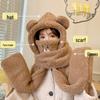 Chapéu de Urso Aconchegante Feminino com Cachecol, Luvas e Capuz Integrados - Perfeito para Proteção contra o Frio do Outono/Inverno