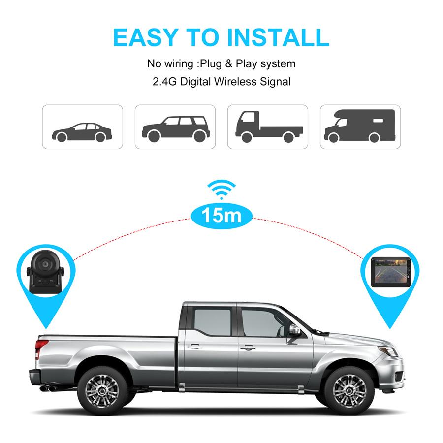 WiFi Wireless Car Rear View Reversing Camera With 3.5" LCD Monitor Waterproof