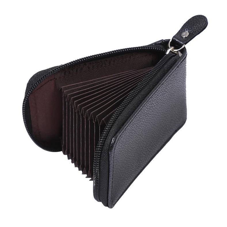 Fashion Multi-card Position Zipper Vertical Organ Card Case Leather Change Clutch