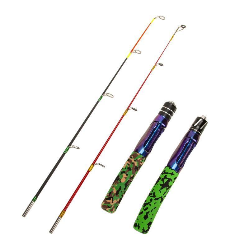 2-Section Dual-Flex Winter Fishing Rod - Solid Carbon, Soft/Hard Flexibility, Perfect for Ice and Shrimp Fishing