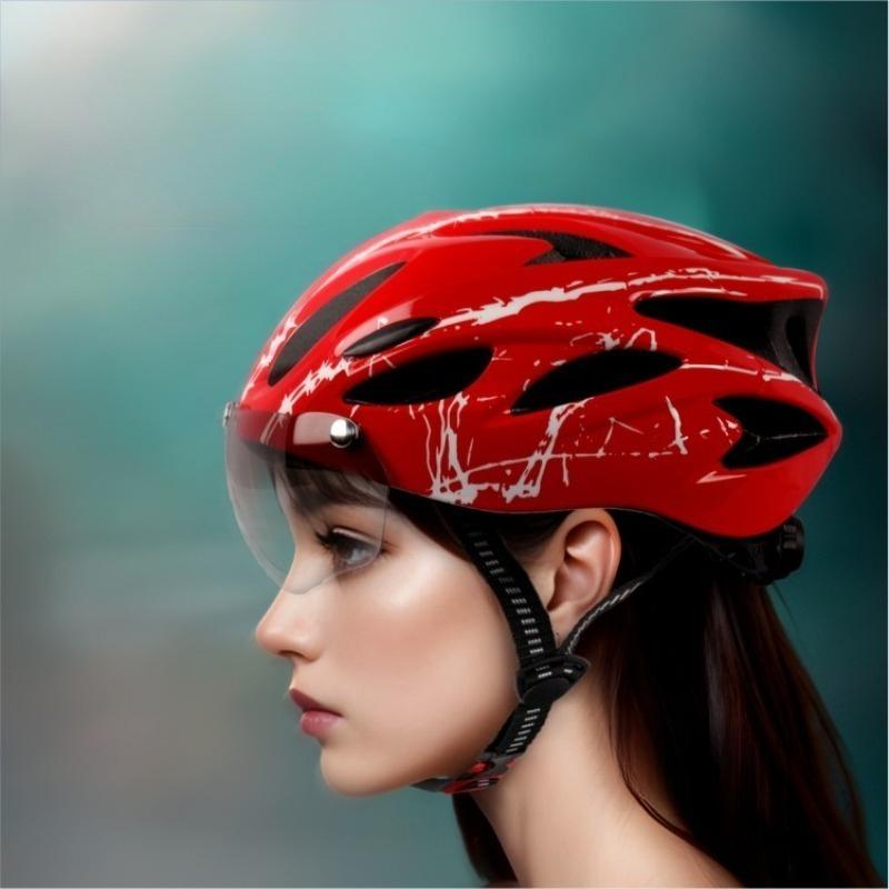 Cycling bicycle helmet with goggles, stylish and simple integrated forming bicycle cycling helmet