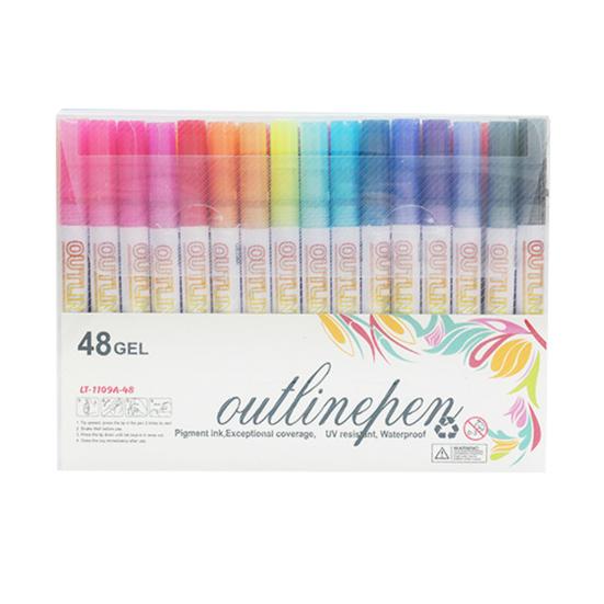 Dual-Tip Metallic Outline Pens Fluorescent Marker with Colorful Borders Smooth Tip Highlighters for Cards Crafts & Notes